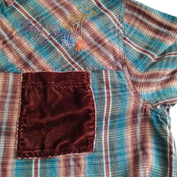 Flannel shirt, Women's, BDG Urban Outfitters, Size small, Velour pocket and cuff - Picture 4 of 11